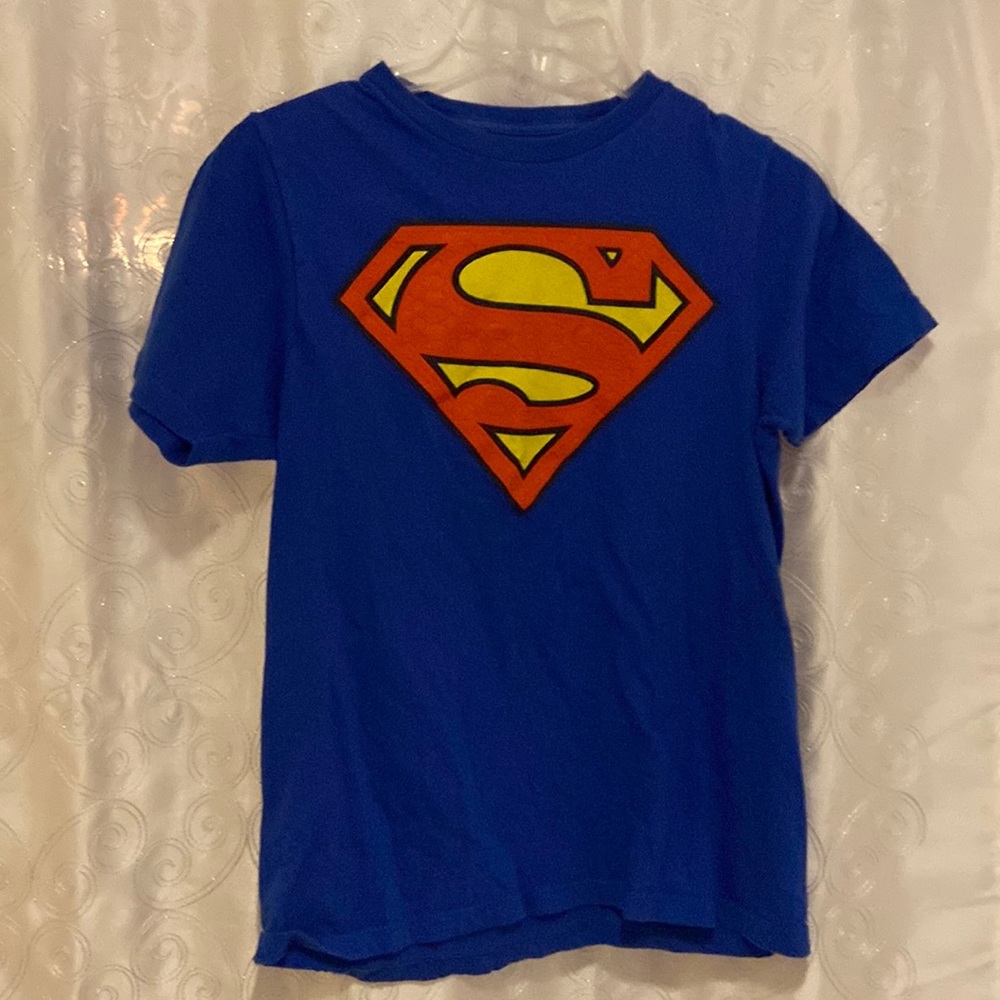 Superman Textured Logo T-Shirt Kids Size Large 10/12 🔥